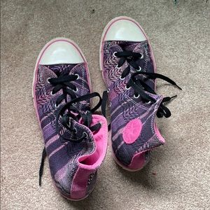 High top converse, purple and pink patterned